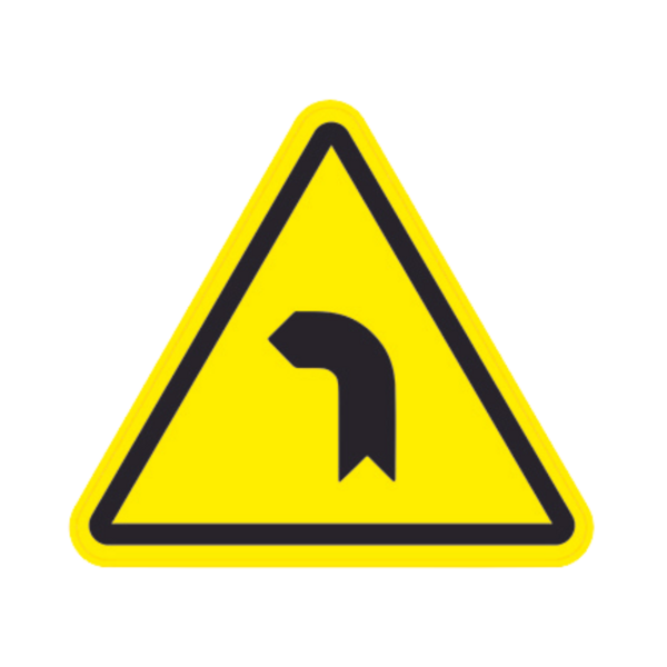 Panneau Triangle PSI Danger Virage à gauche aigu TRI-ABS159